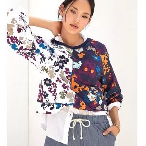 🆕 Anthropologie Mauve Floral Sweatshirt NWOT